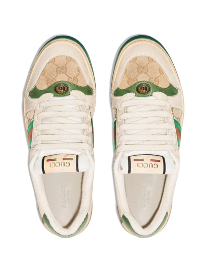 Shop Gucci Screener Lace-up Sneakers In Neutrals