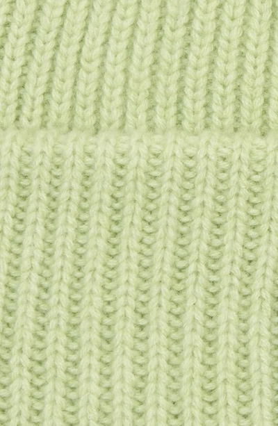 Shop Acne Studios Pansy Face Patch Rib Wool Beanie In Pale Green Melange