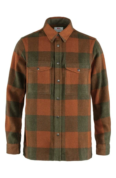 Shop Fjall Raven Canada Buffalo Check Snap Front Shirt In Autumn Leaf-laurel Green