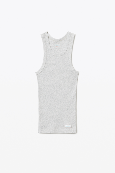 Shop Alexander Wang Tank In Ribbed Cotton Jersey In Heather Grey