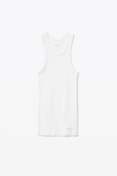 Shop Alexander Wang Tank In Ribbed Cotton Jersey In White