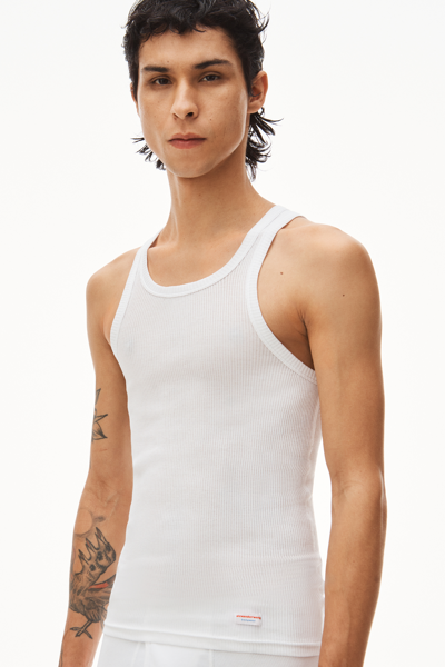 Shop Alexander Wang Tank In Ribbed Cotton Jersey In White