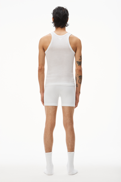Shop Alexander Wang Ribbed Cotton Racerback Tank Top In White