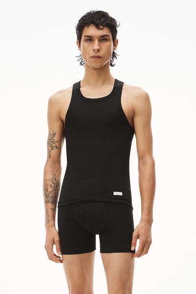 Shop Alexander Wang Tank In Ribbed Cotton Jersey In Black