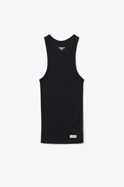Shop Alexander Wang Tank In Ribbed Cotton Jersey In Black