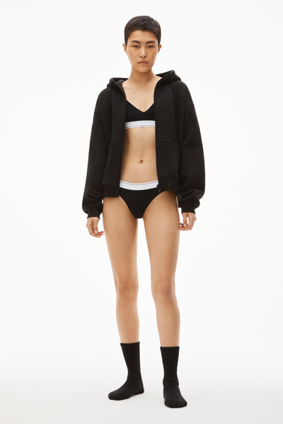 Alexander Wang Thong In Ribbed Jersey In Black