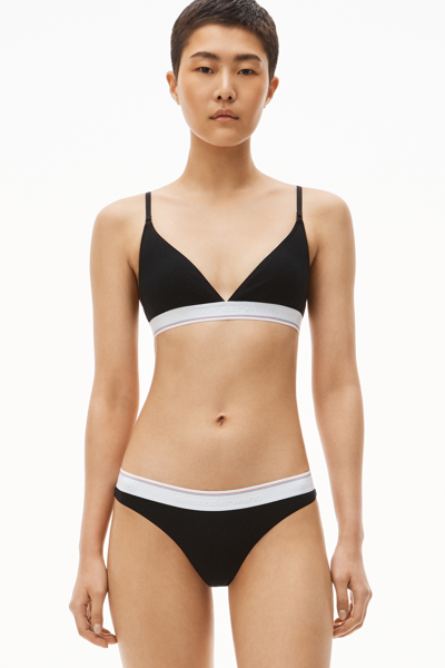 Alexander Wang Thong In Ribbed Jersey In Black