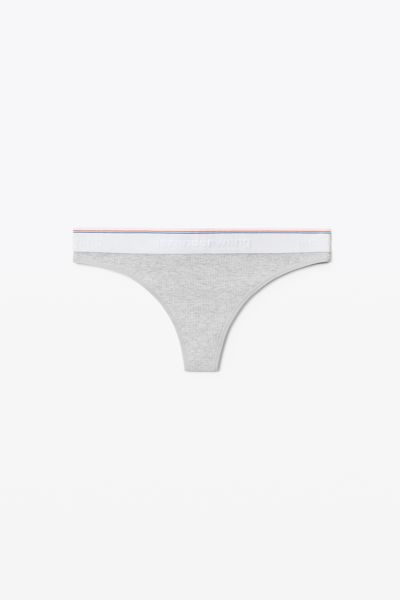 Shop Alexander Wang Classic Thong In Ribbed Jersey In Heather Grey
