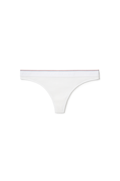 Shop Alexander Wang Classic Thong In Ribbed Jersey In White