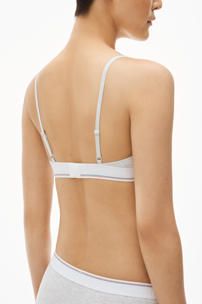 Alexander Wang Triangle Bra In Ribbed Jersey In Heather Grey