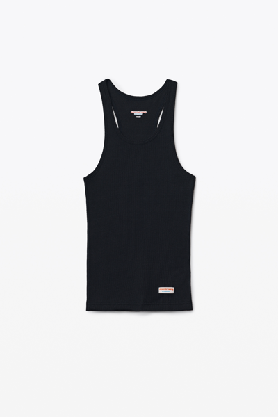 Shop Alexander Wang Racerback Tank In Ribbed Cotton Jersey In Black