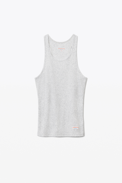 Shop Alexander Wang Racerback Tank In Ribbed Cotton Jersey In Heather Grey