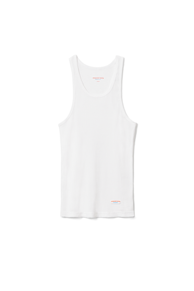 Shop Alexander Wang Racerback Tank In Ribbed Cotton Jersey In White