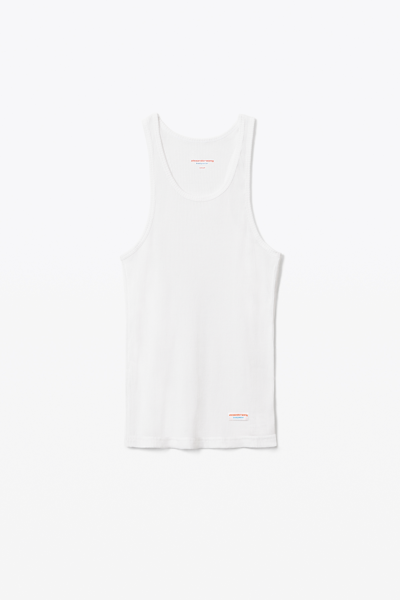 Shop Alexander Wang Racerback Tank In Ribbed Cotton Jersey In White