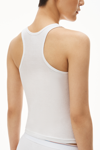 Shop Alexander Wang Racerback Tank In Ribbed Cotton Jersey In White