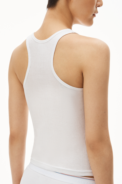 Alexander Wang Racerback Tank In Ribbed Cotton In White