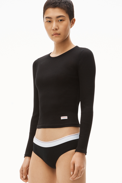 Alexander Wang Long-sleeve Tee In Ribbed Cotton In Black