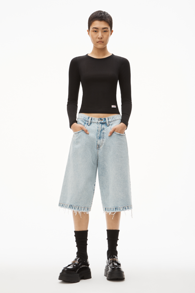 Alexander Wang Long-sleeve Tee In Ribbed Cotton In Black