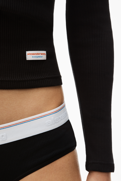 Alexander Wang Long-sleeve Tee In Ribbed Cotton In Black