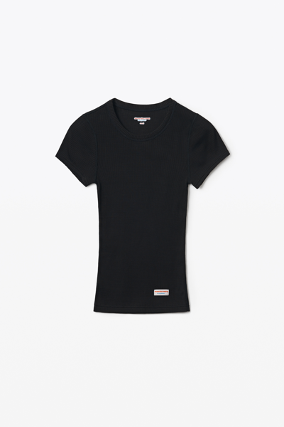 Alexander Wang Short-sleeve Tee In Ribbed Cotton In Black