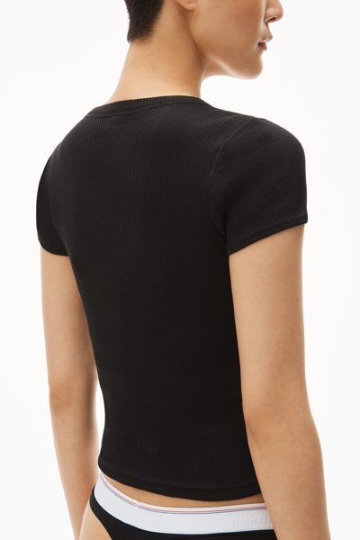 Alexander Wang Short-sleeve Tee In Ribbed Cotton In Black