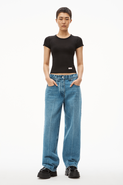 Alexander Wang Short-sleeve Tee In Ribbed Cotton In Black