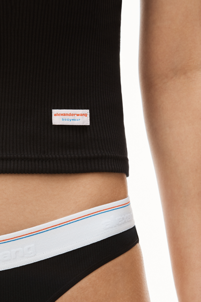 Alexander Wang Short-sleeve Tee In Ribbed Cotton In Black