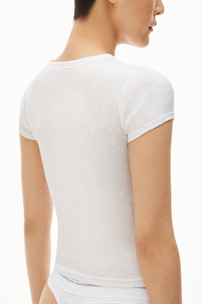 Shop Alexander Wang Short-sleeve Tee In Ribbed Cotton Jersey In White