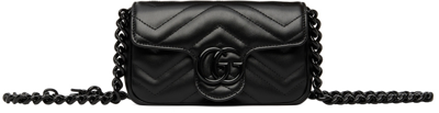 Shop Gucci Black Gg Marmont Belt Bag In 1000 Nero/nero/nero/