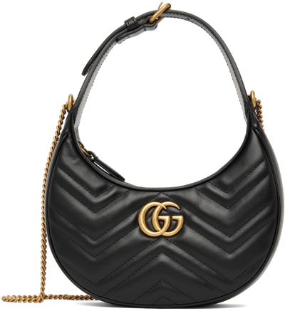 Shop Gucci Black Mini Gg Marmont Bag In 1000 Nero/nero
