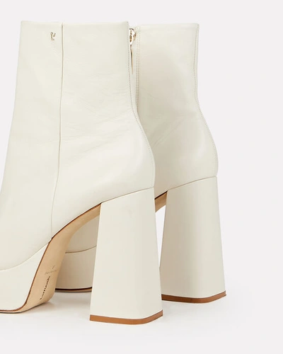 Shop Larroude Dolly Leather Platform Ankle Boots In Ivory
