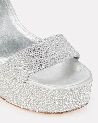 Shop Larroude Dolly Crystal Suede Platform Sandals In Grey