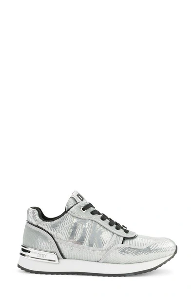Shop Dkny Mabyn Sequin Sneaker In Silver/ Black