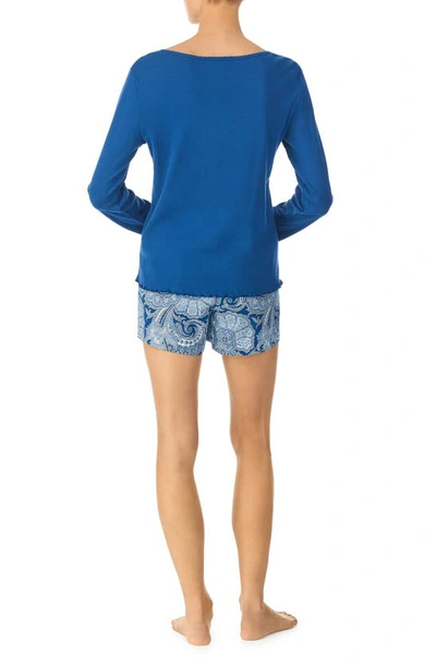 Shop Lauren Ralph Lauren Long Sleeve Top & Boxer Shorts Pajamas In Navy Prt
