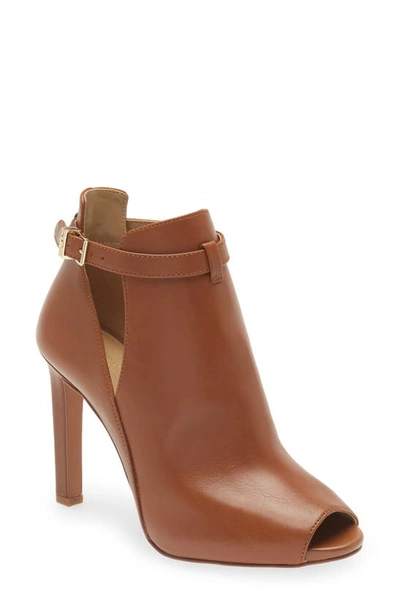 Shop Michael Michael Kors Lawson Open Toe Bootie In Luggage/brown
