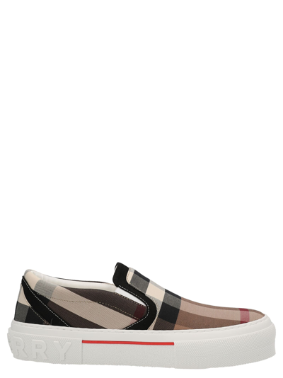 Shop Burberry Curt Slip Ons In Multicolor