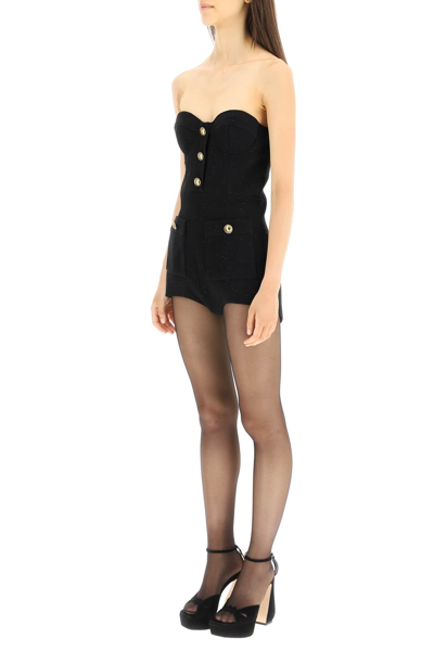 Shop Alessandra Rich Lurex Tweed Playsuit In Black
