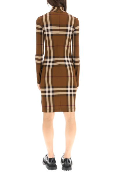 Shop Burberry Check Stretch Jersey Dress In Multicolor