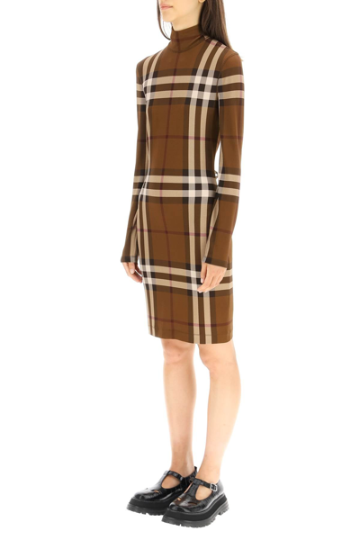 Shop Burberry Check Stretch Jersey Dress In Multicolor