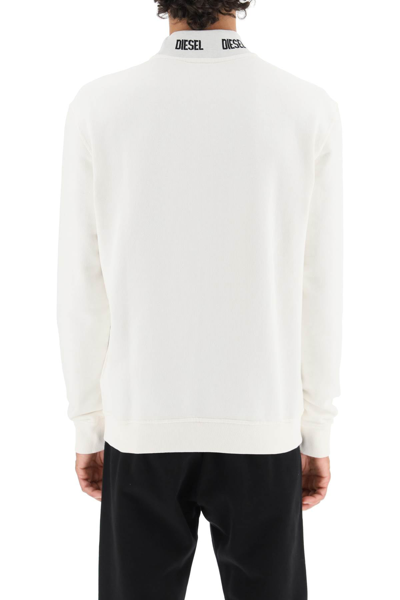 Shop Diesel Branded Neckline Sweatshirt In White