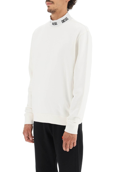 Shop Diesel Branded Neckline Sweatshirt In White