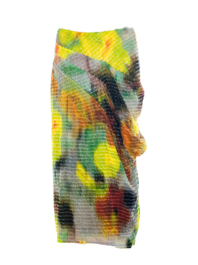 Shop Dries Van Noten Multicolor Silk Skirt In Yellow