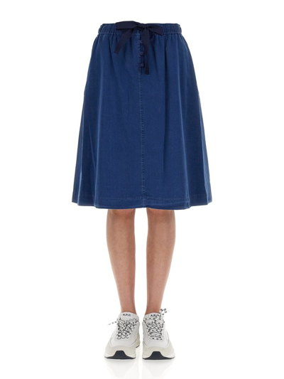 Shop Apc A.p.c. Elasticated Waistband Drawstring Skirt In Blue