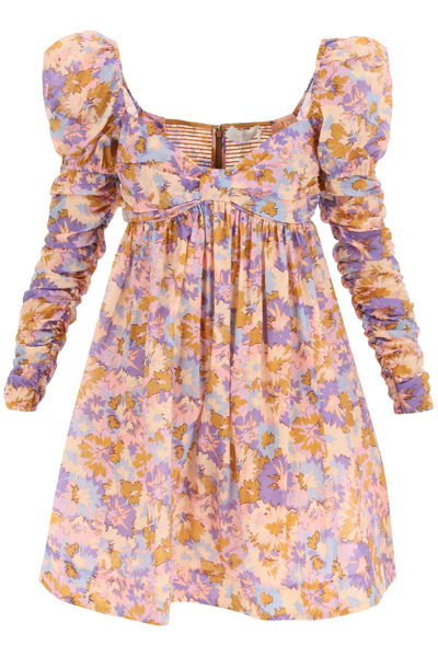 Shop Zimmermann Violet Printed-cotton Mini Dress In Multicolor