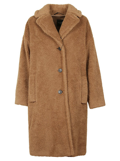 Weekend Max Mara Salmone Teddy Long Coat In Brown | ModeSens