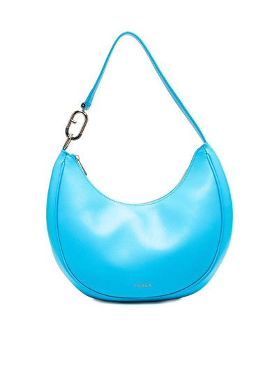 Shop Furla Primavera Logo Printed Shoulder Bag In Blue