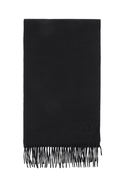 Shop Max Mara Cashmere Scarf With Monogram In Black