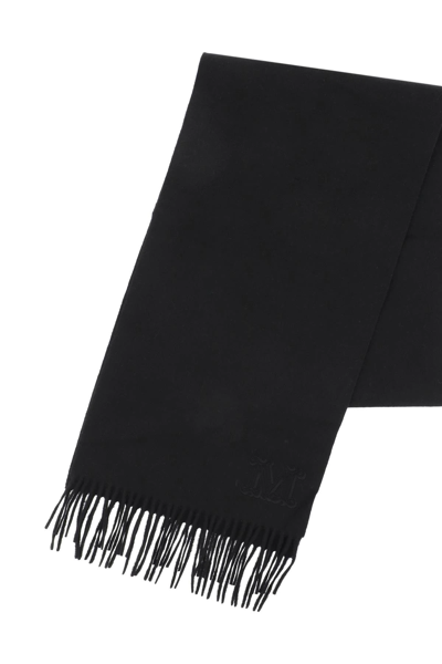 Shop Max Mara Cashmere Scarf With Monogram In Black