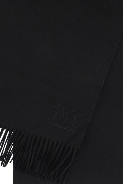 Shop Max Mara Cashmere Scarf With Monogram In Black