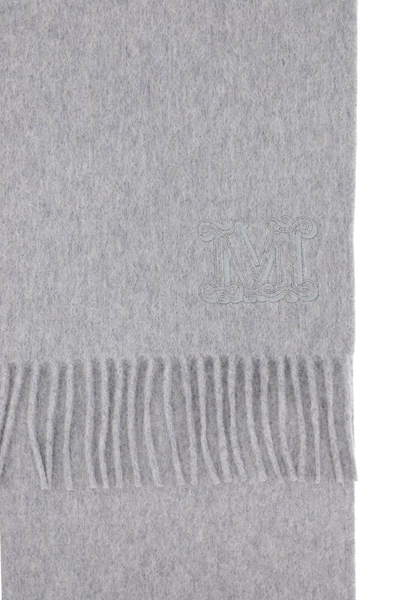 Shop Max Mara Cashmere Scarf With Monogram In Grey